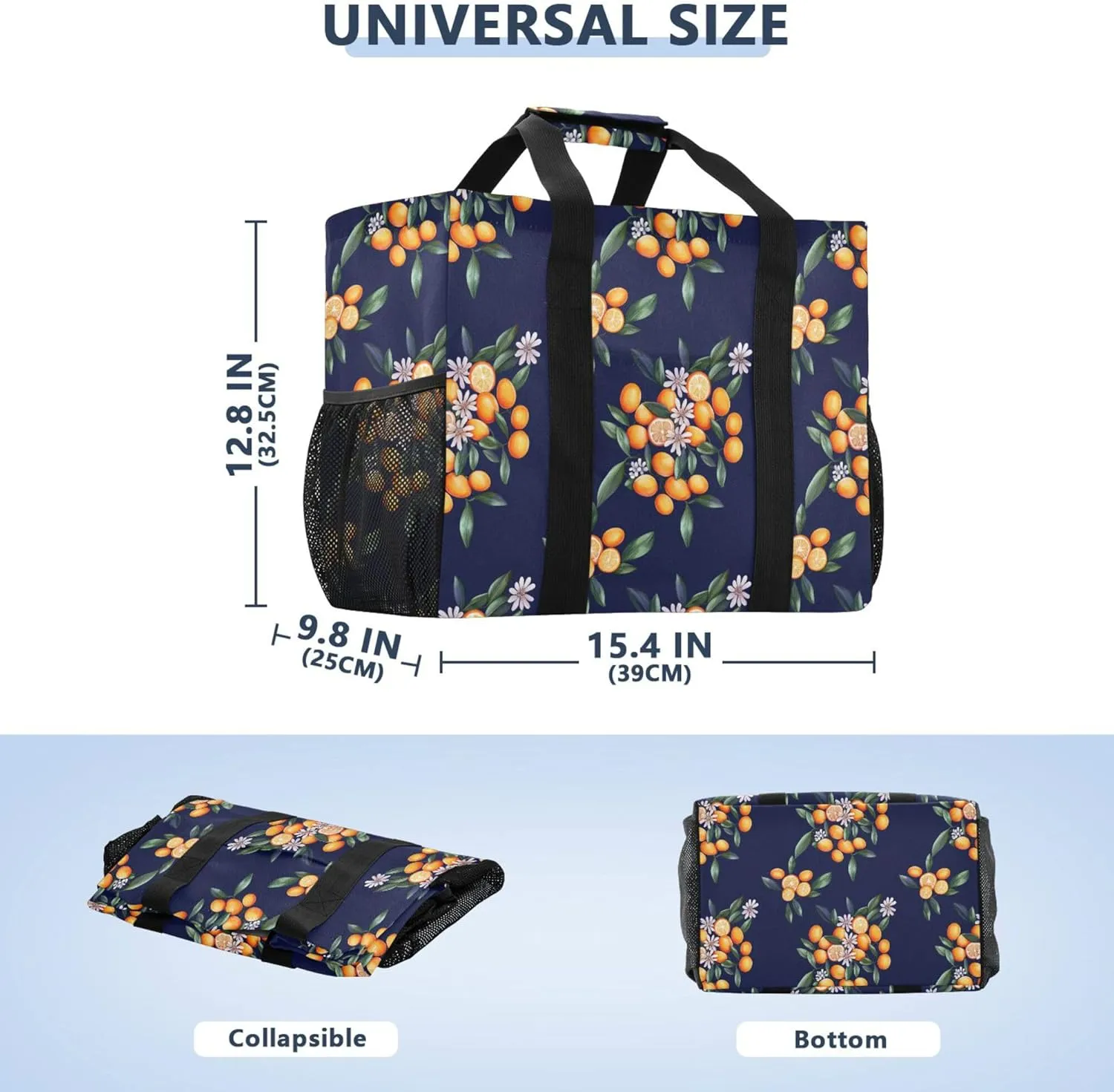 KLL Beach Totes Bags with Handles Collapsable With Pockets Grocery Bags Reusable