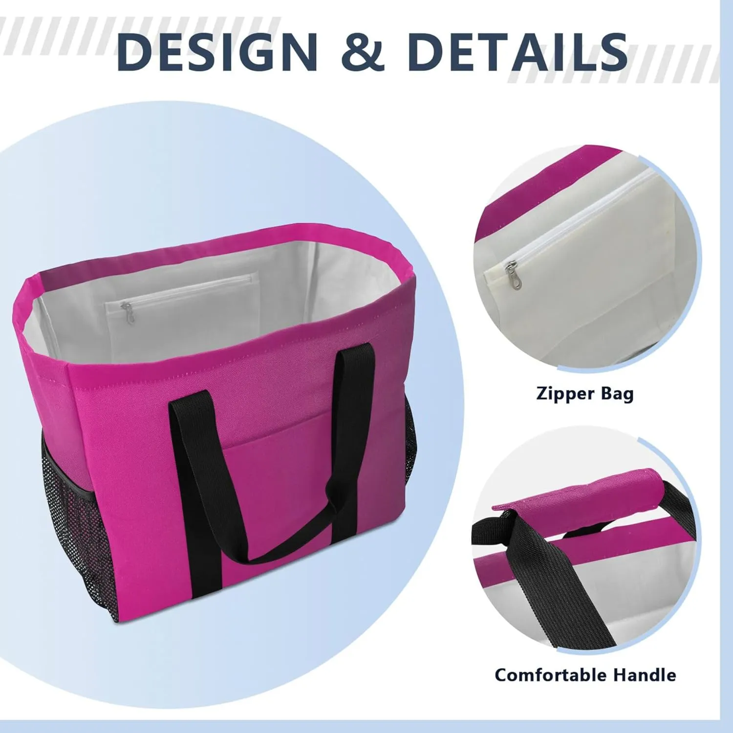 KLL Large Utility Tote Bag with Handles Foldable Sandproof Reusable Grocery Shopping Bags