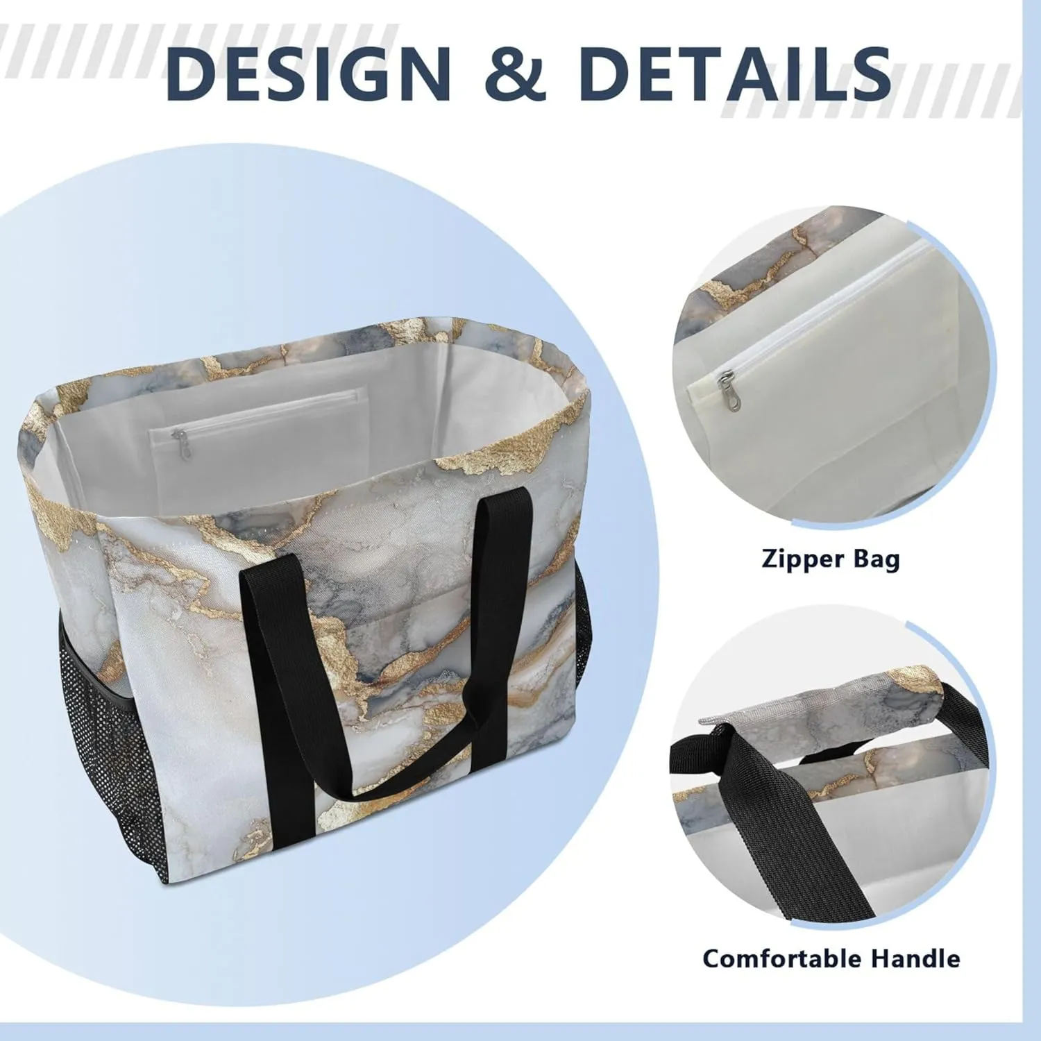 KLL Tote Bag For Beach with Handles Collapsable Waterproof Car Tote
