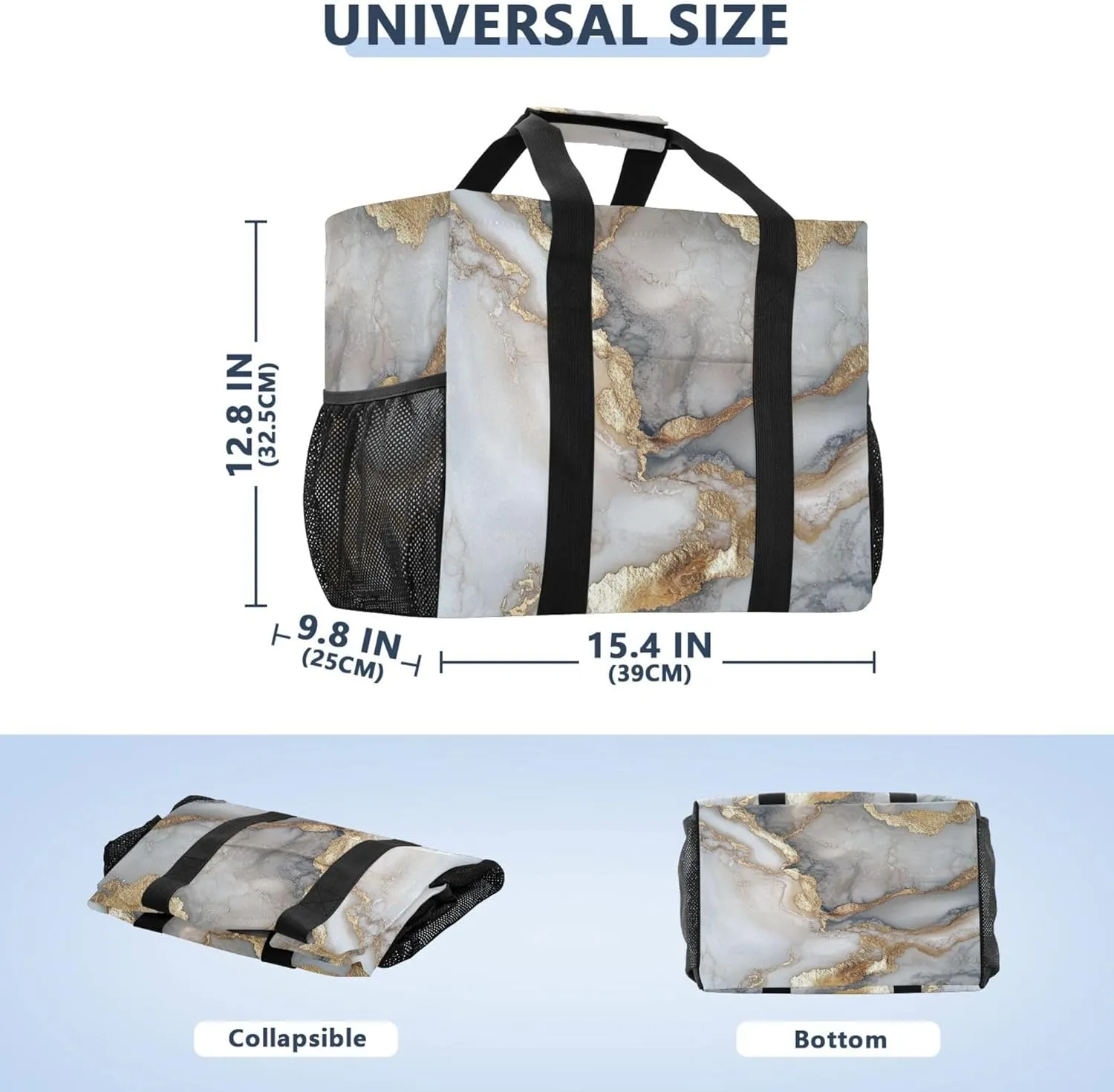 KLL Tote Bag For Beach with Handles Collapsable Waterproof Car Tote