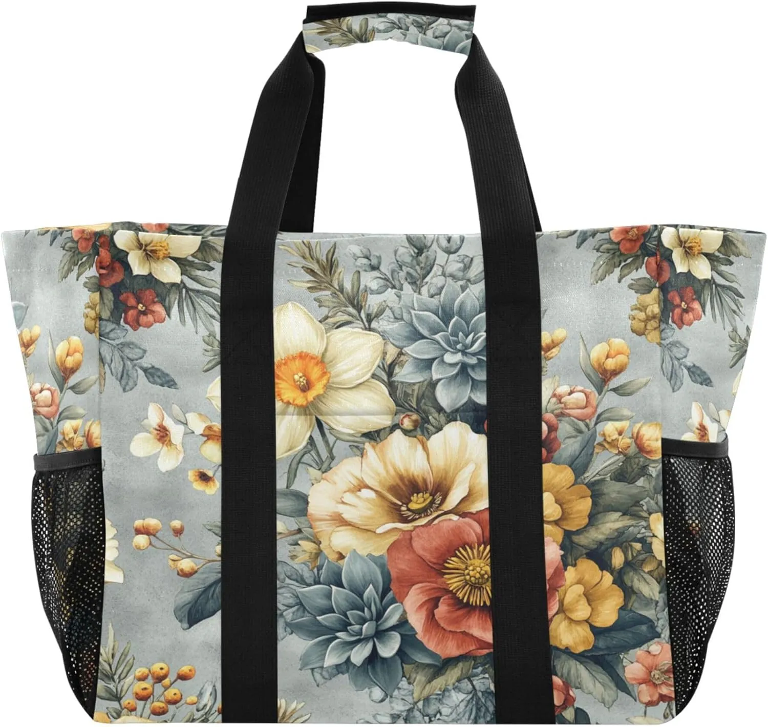 KLL Utility Bag Canvas Collapsable With Compartments Car Tote Bag