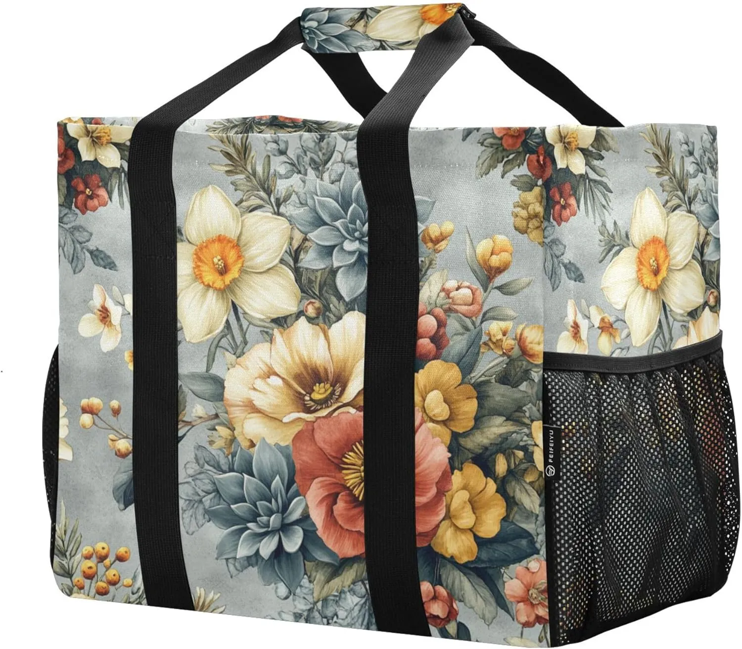 KLL Utility Bag Canvas Collapsable With Compartments Car Tote Bag