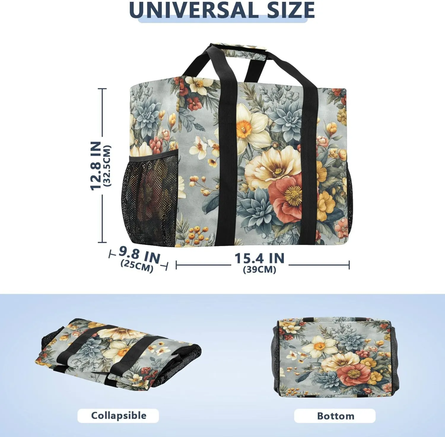 KLL Utility Bag Canvas Collapsable With Compartments Car Tote Bag