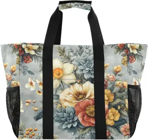 KLL Utility Bag Canvas Collapsable With Compartments Car Tote Bag