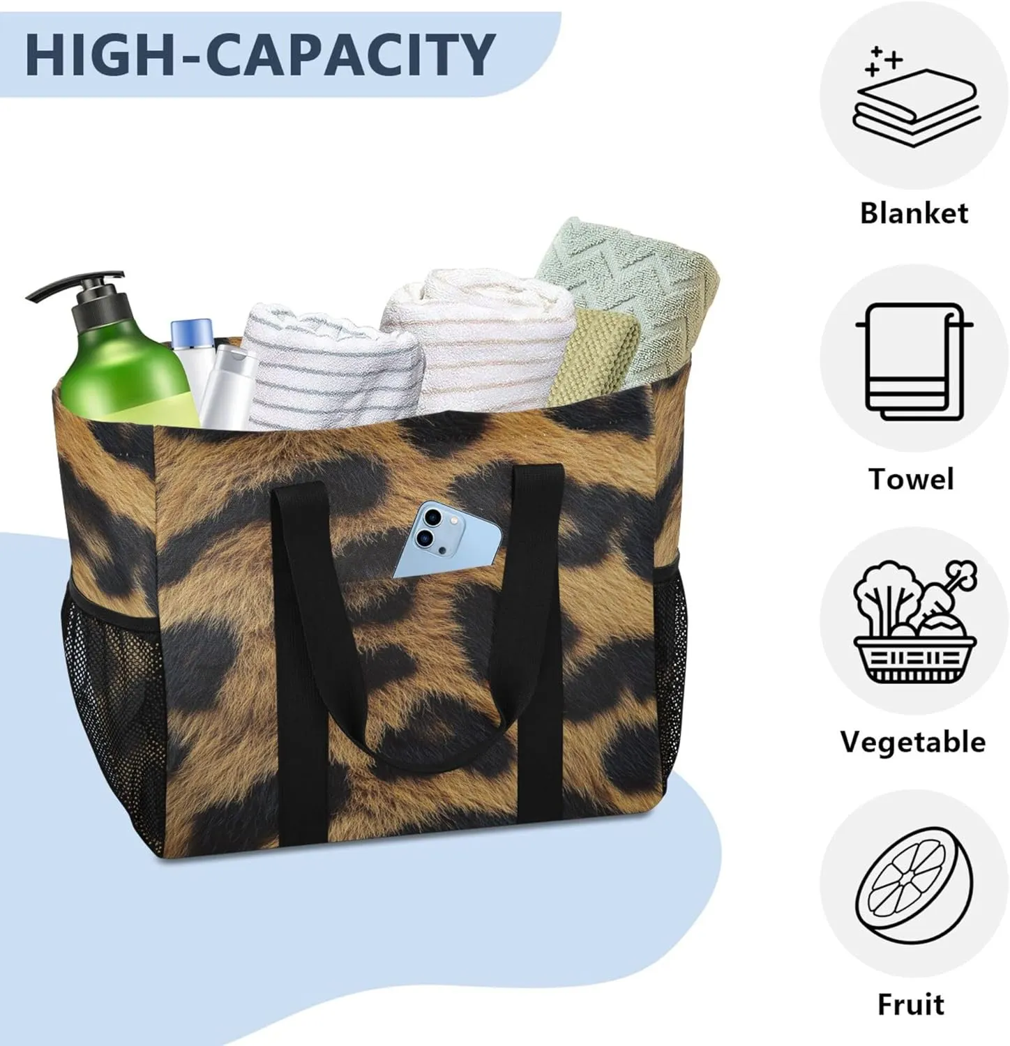 KLL Utility Bag For Trunk with Handles Collapsable Waterproof Reusable Shopping Bags