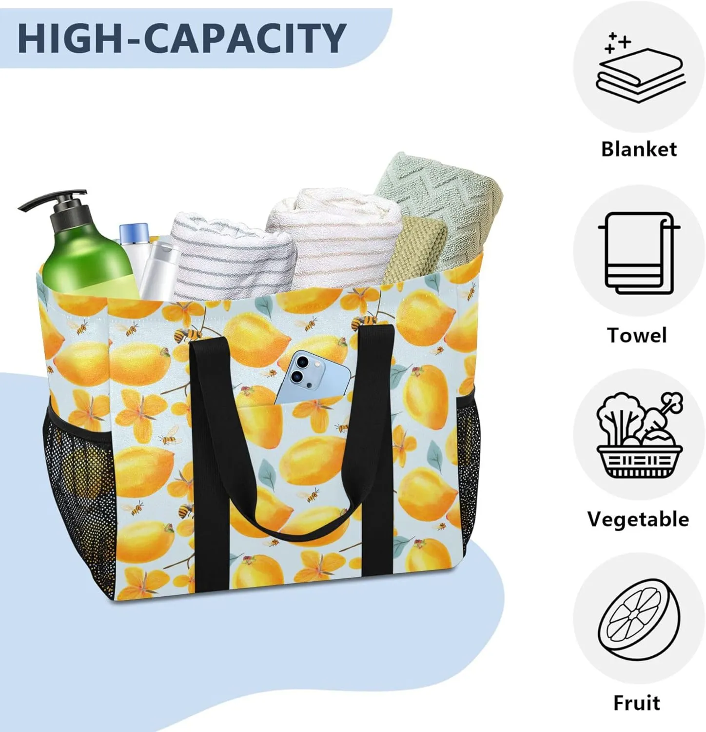 KLL Utility Bags And Totes with Handles Collapsable Waterproof Reusable Grocery Bag