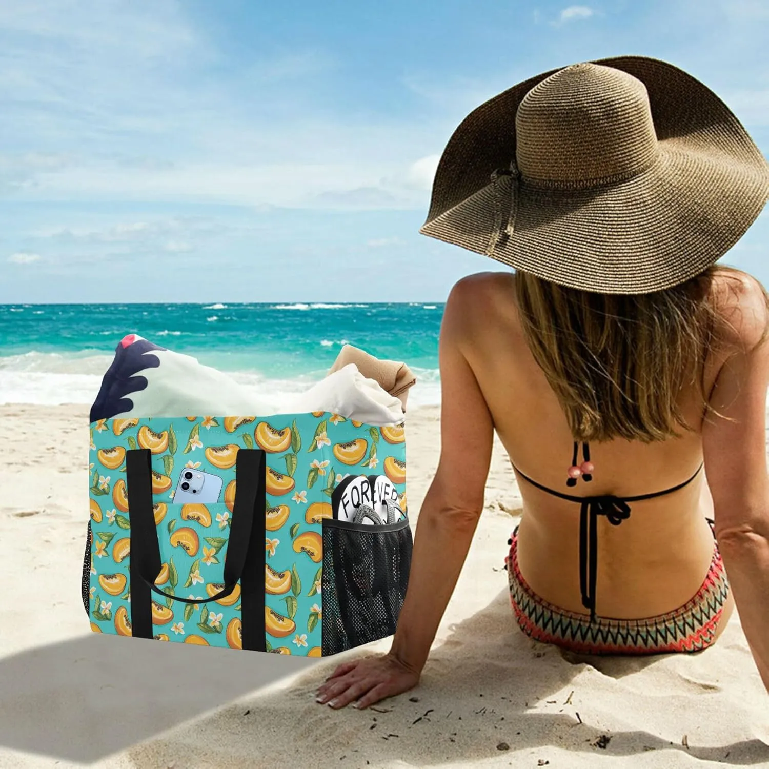 KLL Utility Bags And Totes with Handles Collapsable Waterproof Reusable Grocery Bag