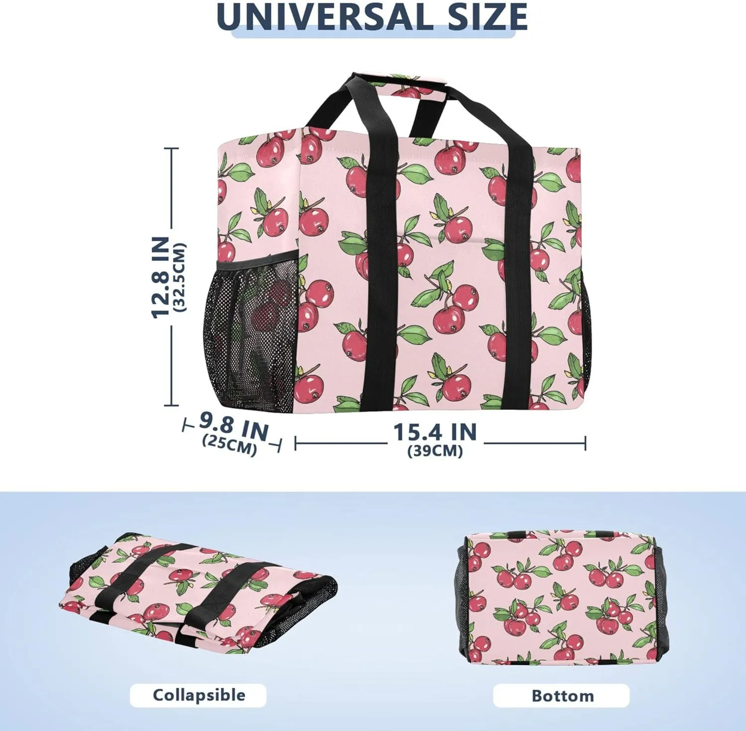 KLL Utility Tote Bag For Women with Handles Collapsable Water Resistant Reusable Grocery Bags