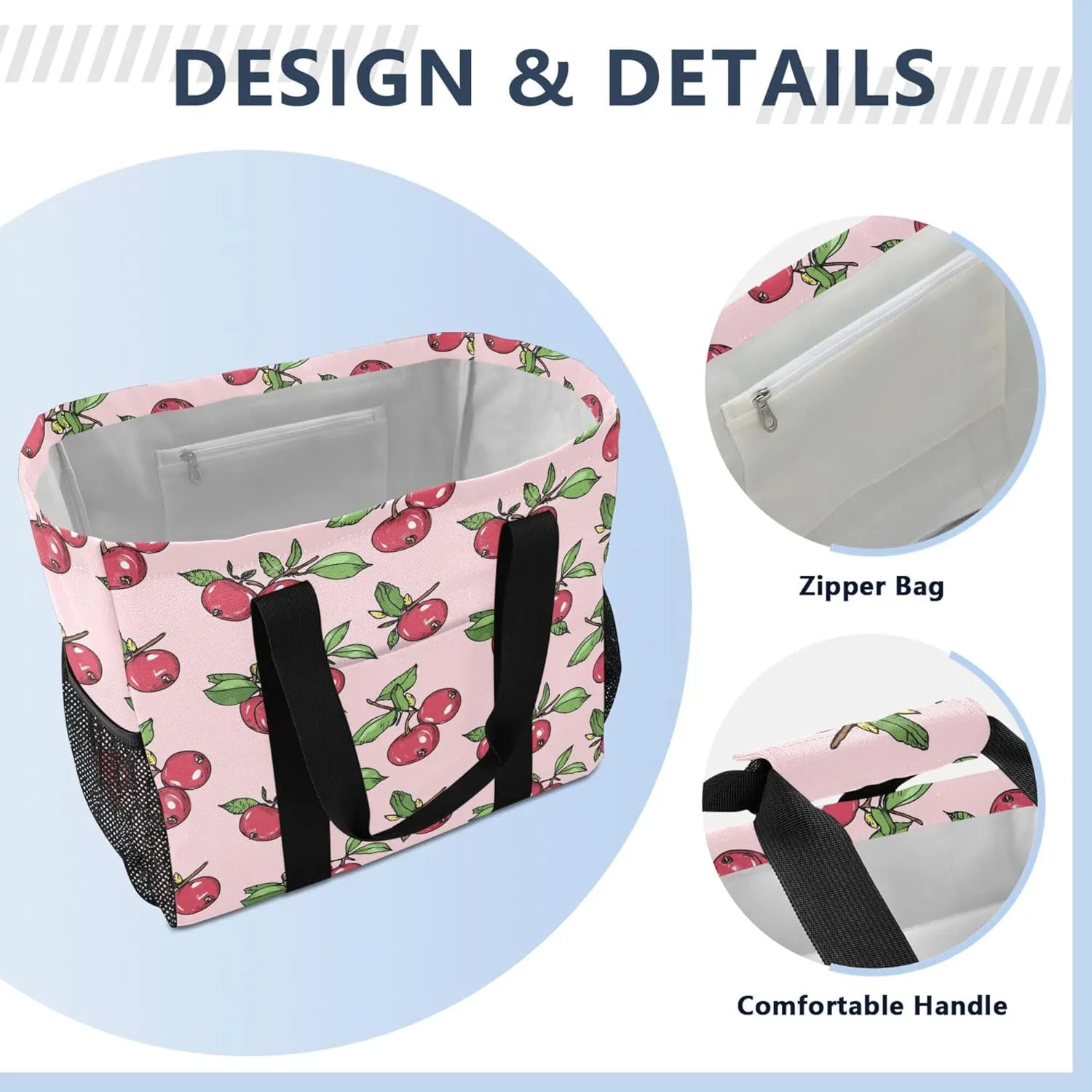 KLL Utility Tote Bag For Women with Handles Collapsable Water Resistant Reusable Grocery Bags