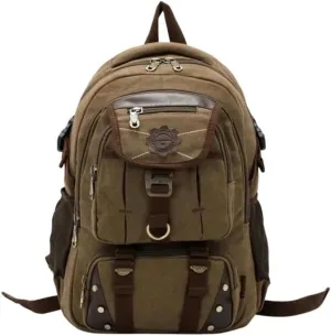 KOSTEN Backpack Men'S Backpack Canvas Men'S Travel Bags Large Capacity Travel 14 '' Laptop Backpack Bag-Khaki