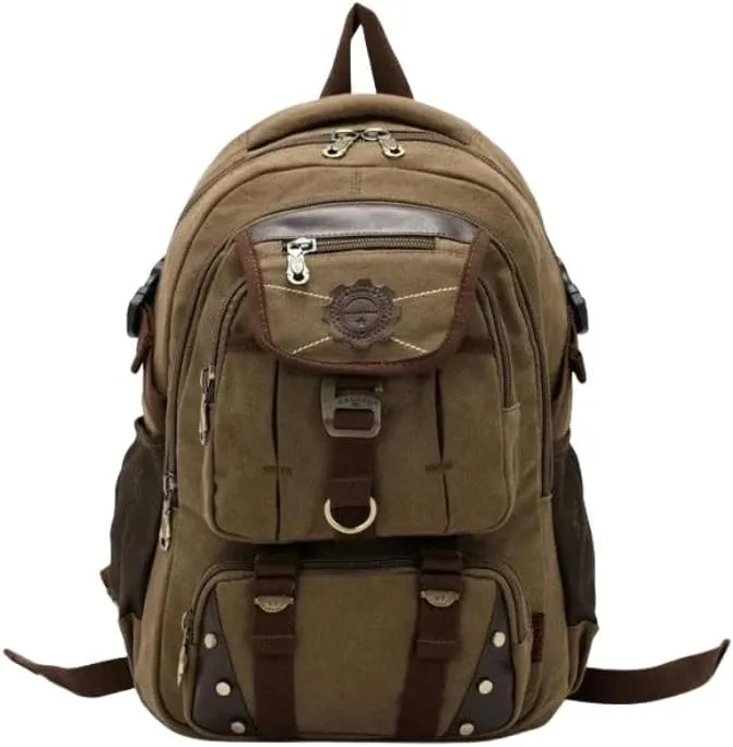 KOSTEN Backpack Men'S Backpack Canvas Men'S Travel Bags Large Capacity Travel 14 '' Laptop Backpack Bag-Khaki