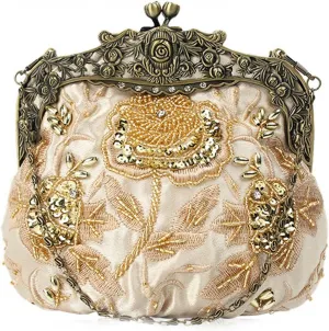 Ladies and Womens Vintage Sequins Handbag Handmade Beaded Evening Clutches Prom wedding Party