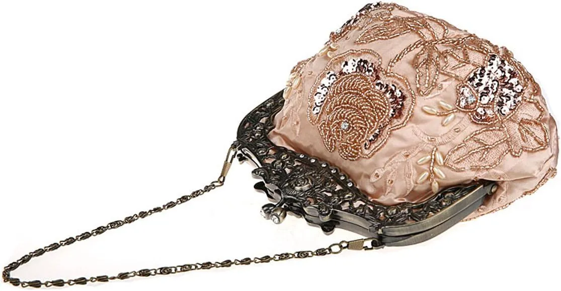 Ladies and Womens Vintage Sequins Handbag Handmade Beaded Evening Clutches Prom wedding Party