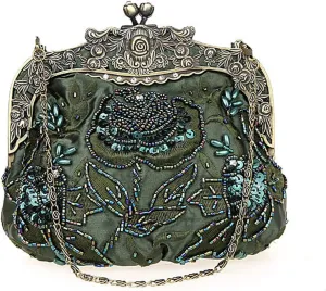 Ladies and Womens Vintage Sequins Handbag Handmade Beaded Evening Clutches Prom wedding Party