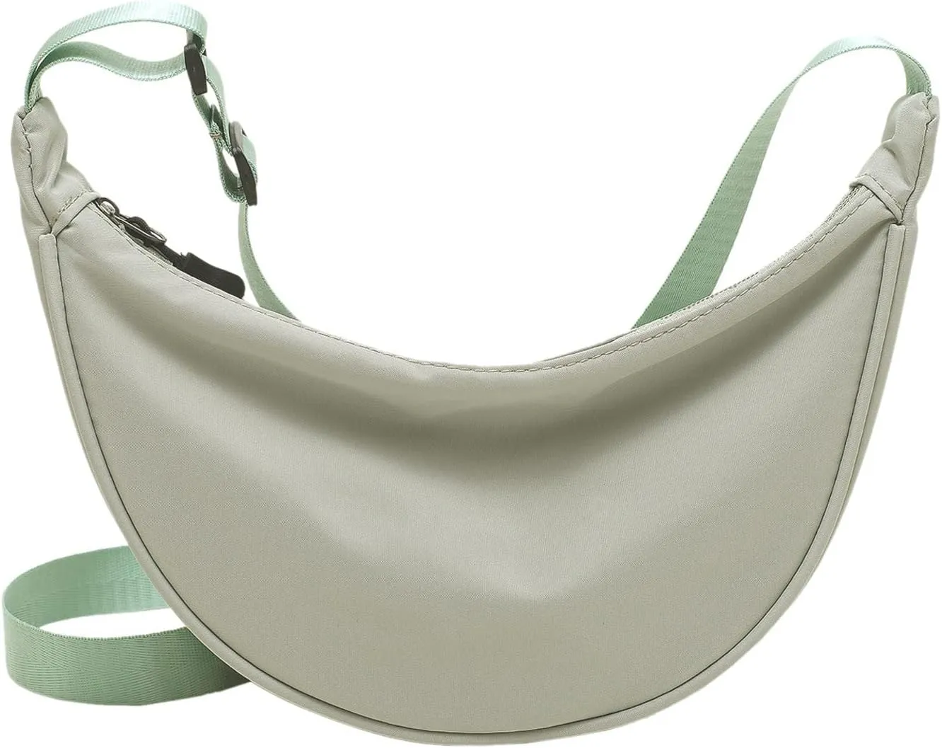 Ladies Simple Solid Colour Nylon Crossbody Bag Dumpling Bag Lightweight Small Satchel Underarm Bag (Green, One Size)