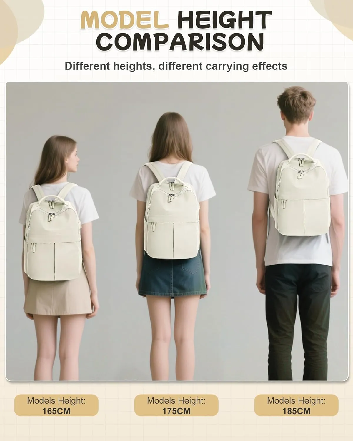 Laptop Backpack for Women Men Gym Work Backpack Casual Daypack Backpacks Small Travel Backpack for Traveling on Airplane Lightweight College Teacher Backpacks for Women Beige