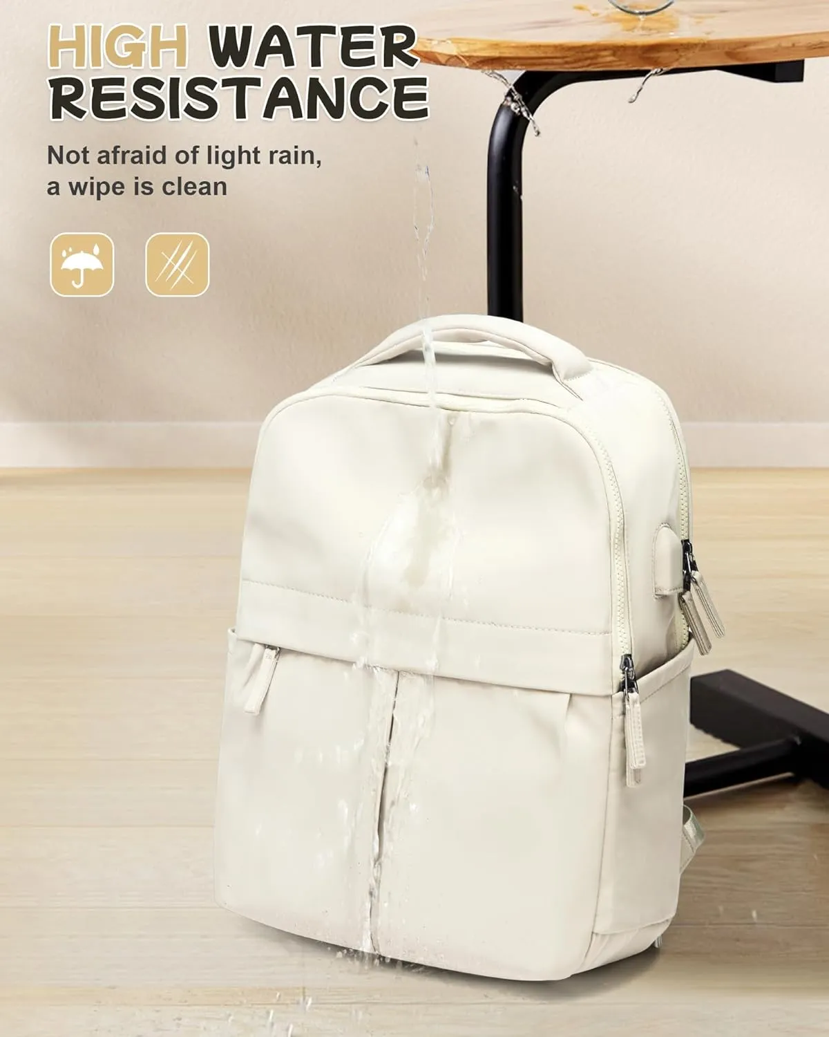 Laptop Backpack for Women Men Gym Work Backpack Casual Daypack Backpacks Small Travel Backpack for Traveling on Airplane Lightweight College Teacher Backpacks for Women Beige