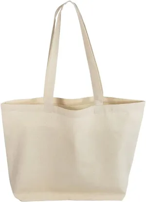 Large Size Economical Canvas Tote Bags with Long Handles - 12 Pack (19 x 15 x 5)