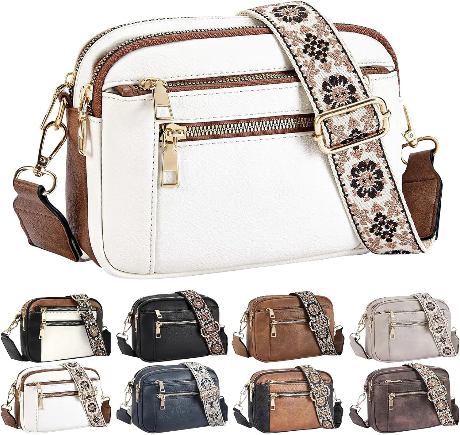 Leather Handbags for Women Vegan Leather Small Crossbody Bags with Adjustable Wide Strap Shoulder Handbag