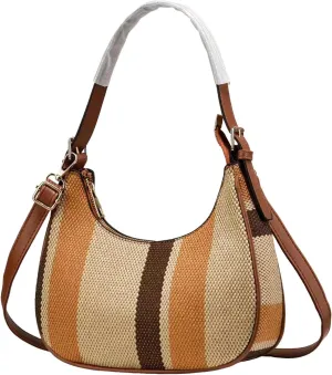 Leather Purses Shoulder Bag Simple Contrast Color Underarm Bag Fashionable And Stylish Large Capacity Canvas Crossbody