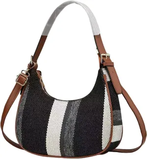 Leather Purses Shoulder Bag Simple Contrast Color Underarm Bag Fashionable And Stylish Large Capacity Canvas Crossbody