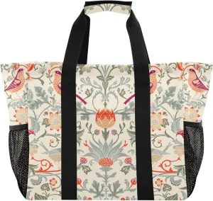 Leopard Animal Printed Reusable Grocery Bags, Foldable Canvas Tote Bag Waterproof Travel Beach Bag for Shopping Work Gym