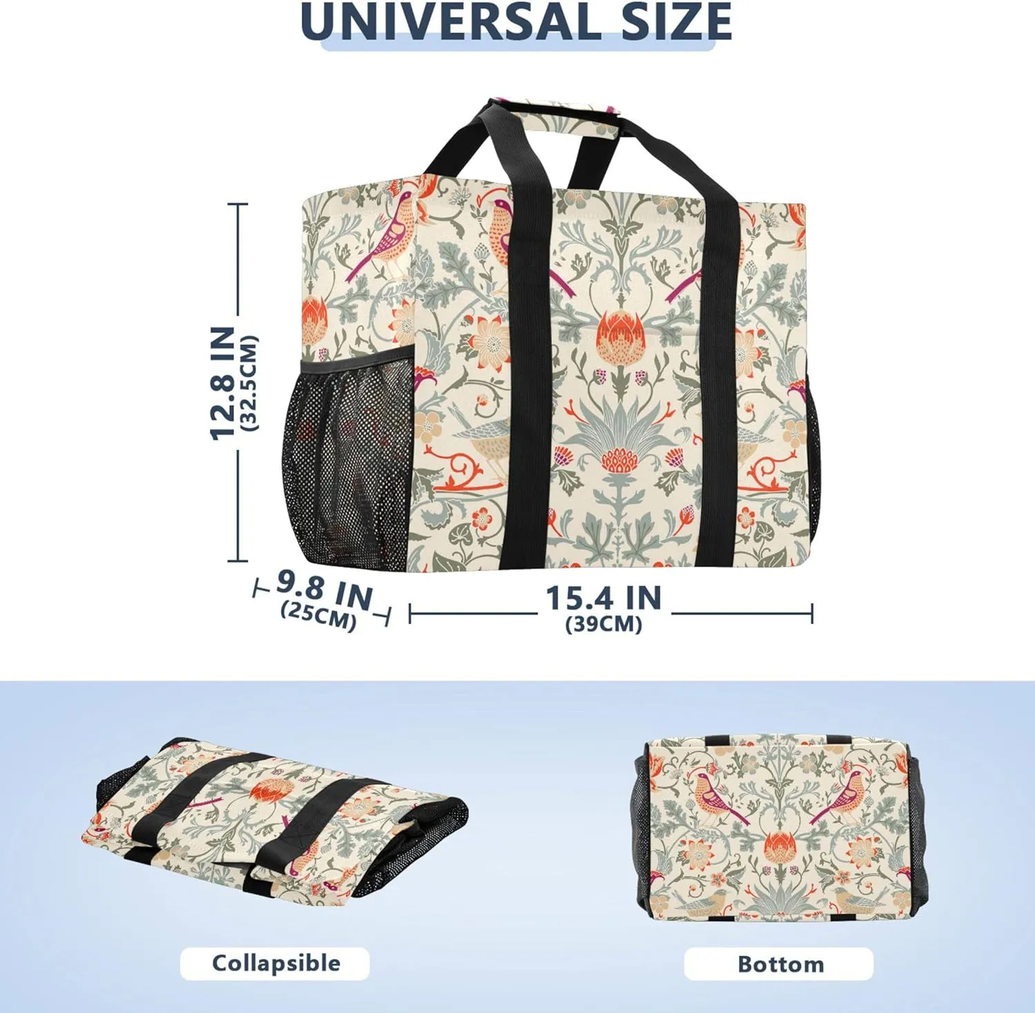 Leopard Animal Printed Reusable Grocery Bags, Foldable Canvas Tote Bag Waterproof Travel Beach Bag for Shopping Work Gym