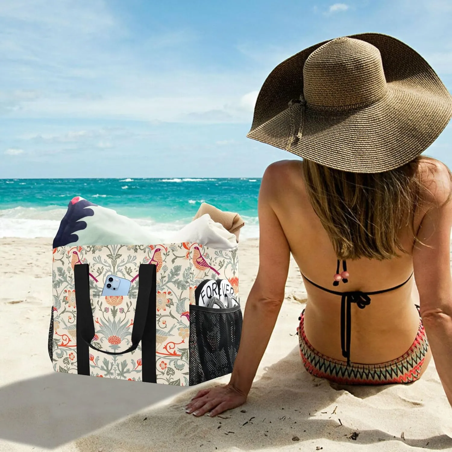 Leopard Animal Printed Reusable Grocery Bags, Foldable Canvas Tote Bag Waterproof Travel Beach Bag for Shopping Work Gym