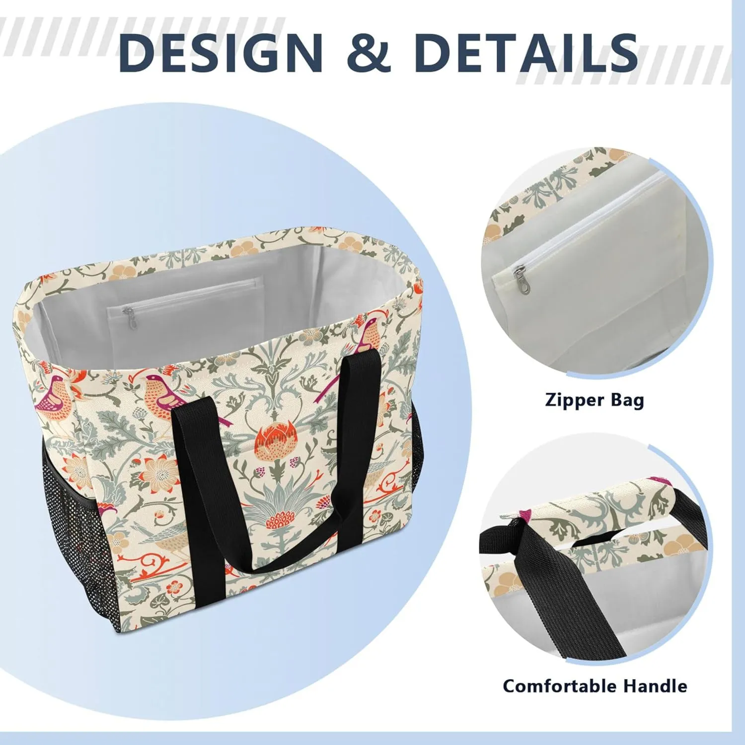 Leopard Animal Printed Reusable Grocery Bags, Foldable Canvas Tote Bag Waterproof Travel Beach Bag for Shopping Work Gym