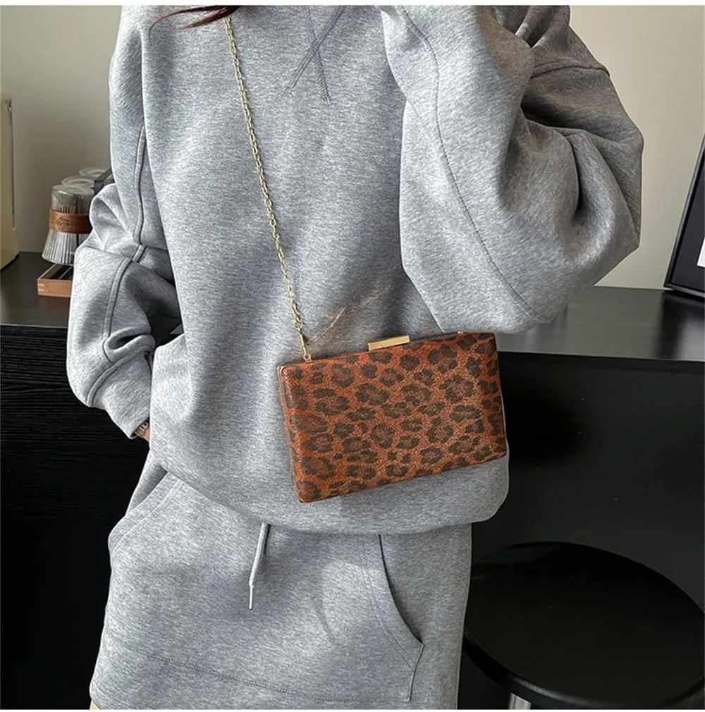 Leopard Clutch Purses for Women Cheetah Print Envelope Evening Handbag with Chain Wedding Party Evening Clutches