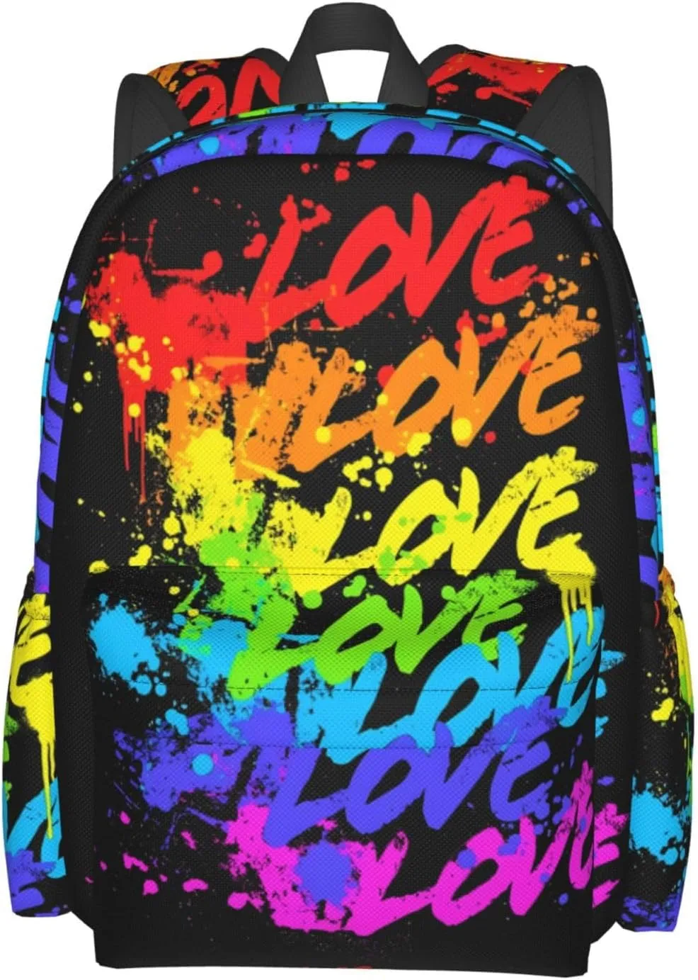 LGBT Rainbow Gay Pride Love 17 Inch Casual Backpack Laptop Backpacks Travel Back Pack Large Camping Rucksack Hiking Daypack Lightweight Double Shoulder Bag