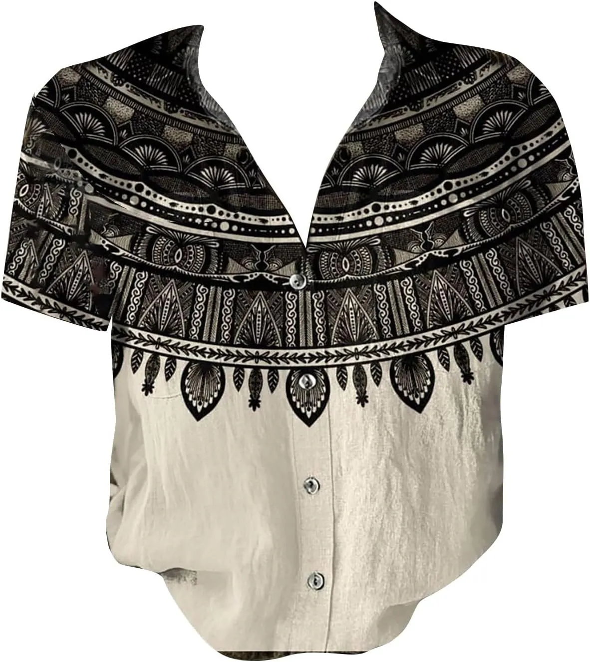 Linen Boho Tops for Women Boho Tops for Women Hippie Summer Short Sleeve Button Up Blouses Short Sleeve Shirts