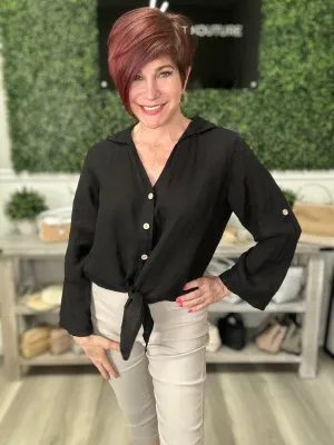 Linen Tie Waist Top