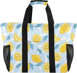 linqin Cartoon Fish Pattern Reusable Grocery Bags, Foldable Canvas Tote Bag Waterproof Travel Beach Bag for Shopping Work Gym
