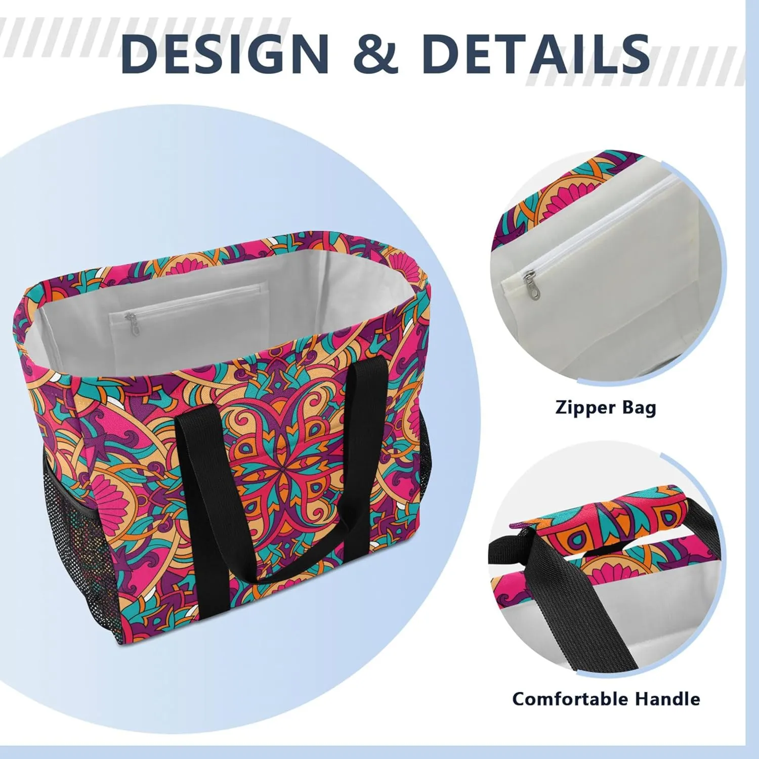 linqin Forests Animals Reusable Grocery Bags, Foldable Canvas Tote Bag Waterproof Travel Beach Bag for Shopping Work Gym