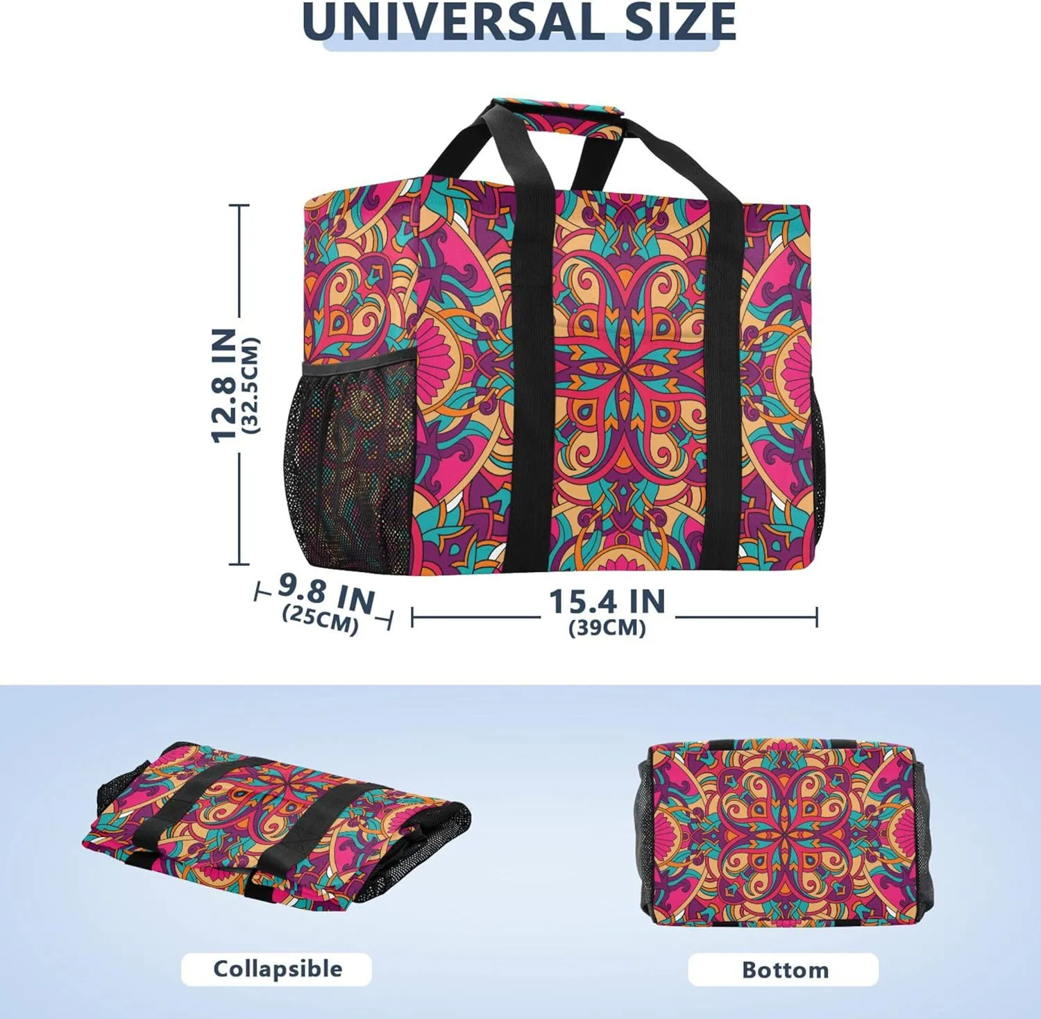 linqin Forests Animals Reusable Grocery Bags, Foldable Canvas Tote Bag Waterproof Travel Beach Bag for Shopping Work Gym