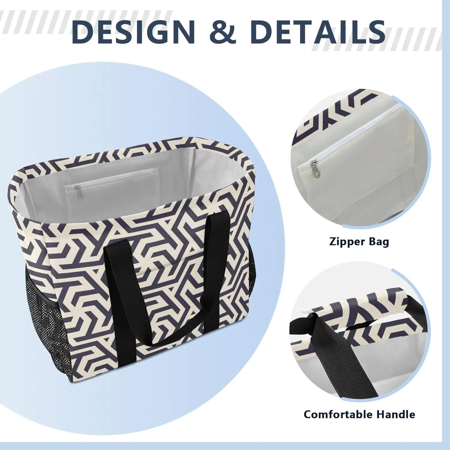 linqin Forests Animals Reusable Grocery Bags, Foldable Canvas Tote Bag Waterproof Travel Beach Bag for Shopping Work Gym