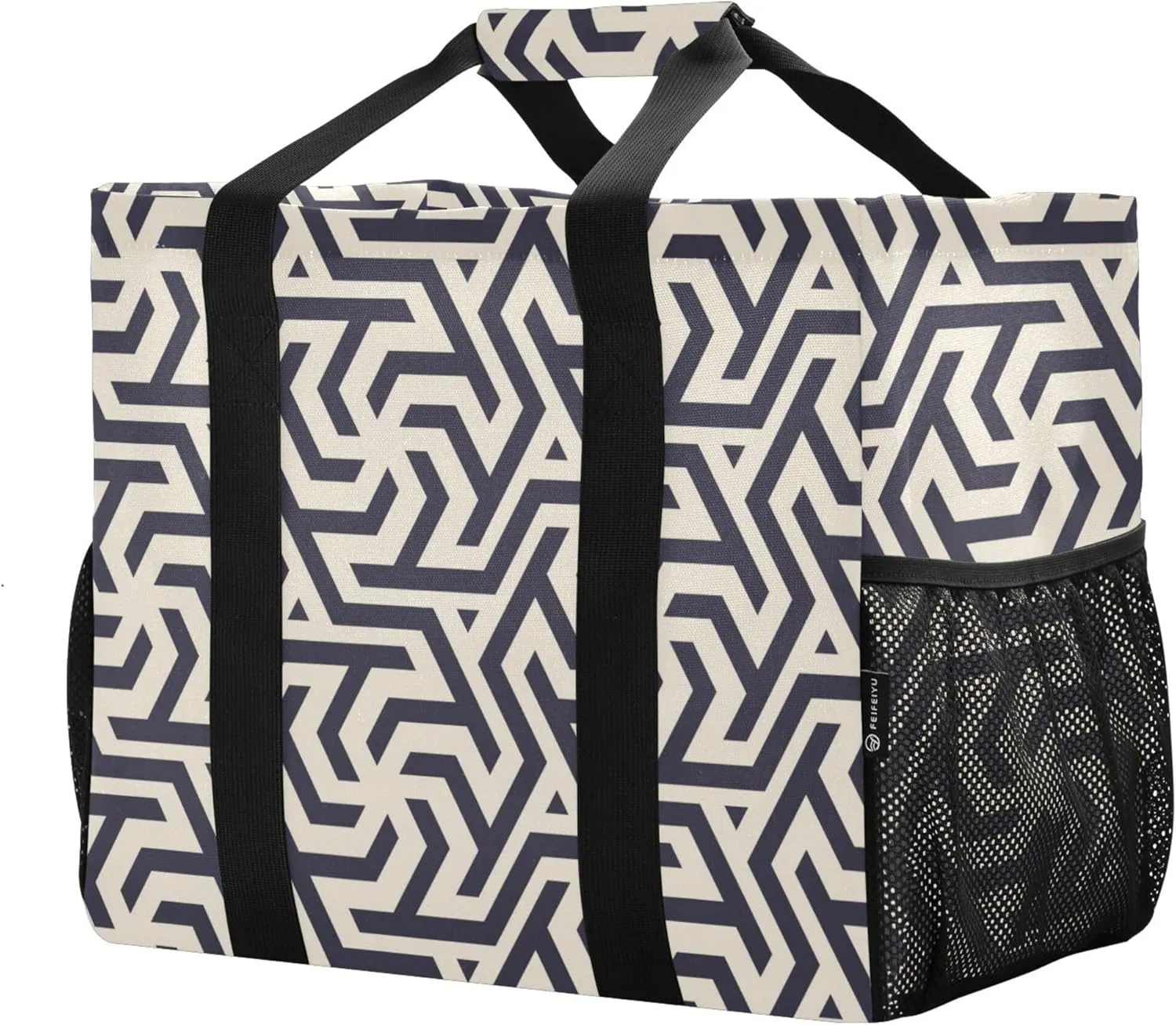 linqin Forests Animals Reusable Grocery Bags, Foldable Canvas Tote Bag Waterproof Travel Beach Bag for Shopping Work Gym