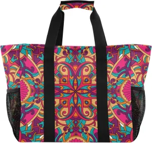 linqin Forests Animals Reusable Grocery Bags, Foldable Canvas Tote Bag Waterproof Travel Beach Bag for Shopping Work Gym