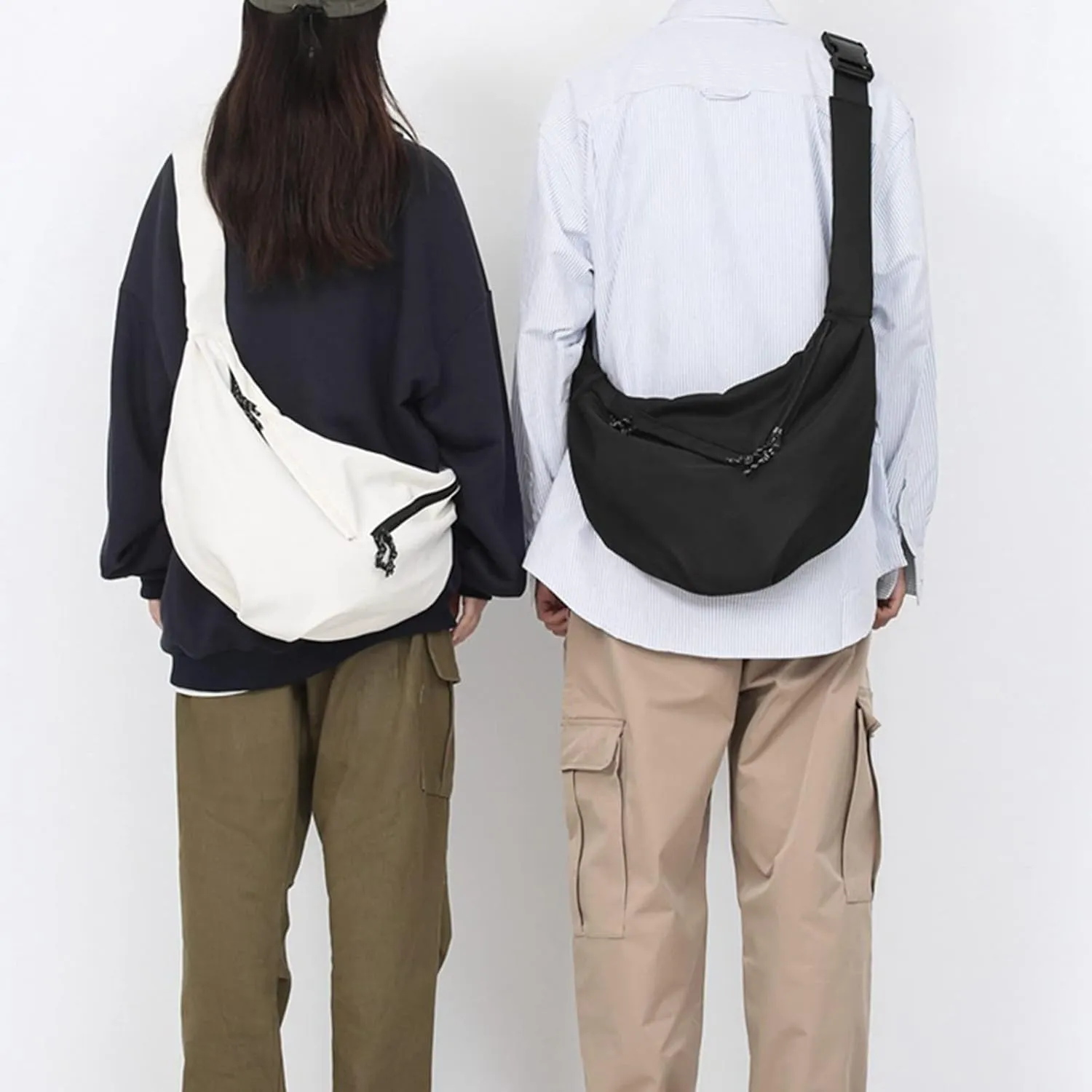 Locomotive Cool Dumpling Shoulder Bag Casual Men And Women Single Shoulder Messenger over The Shoulder (White, One Size)