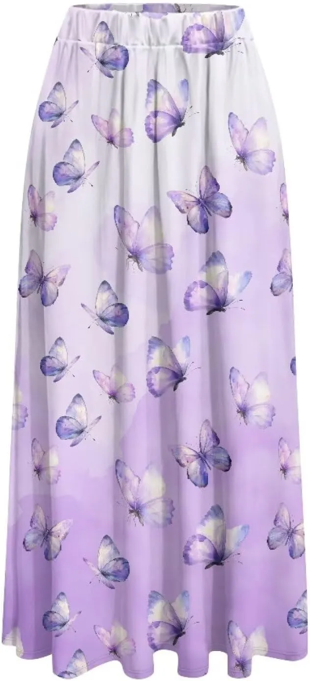 Long Maxi Skirt for Women Long Length High-Waist Midi Skirts with Pockets A-line Pleated Flare Skort Summer Clothes
