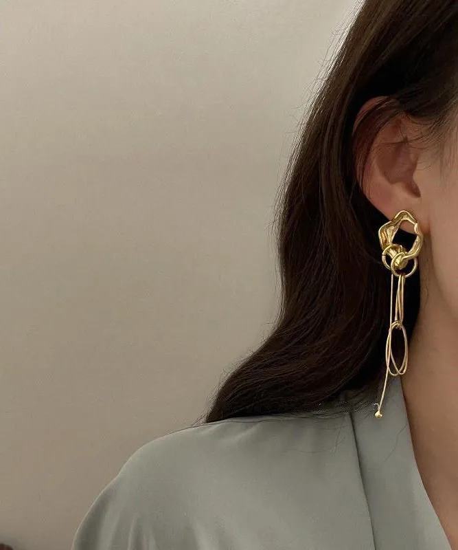 Loose Gold Metal Alloy Tassel Drop Earrings WH057