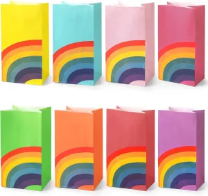LovesTown 36 Pack Gift Bags, 8 Colors Rainbow Party Favor Bags for Kids Birthdays Baby Showers 4.8 x 3 x 8.7 Inch