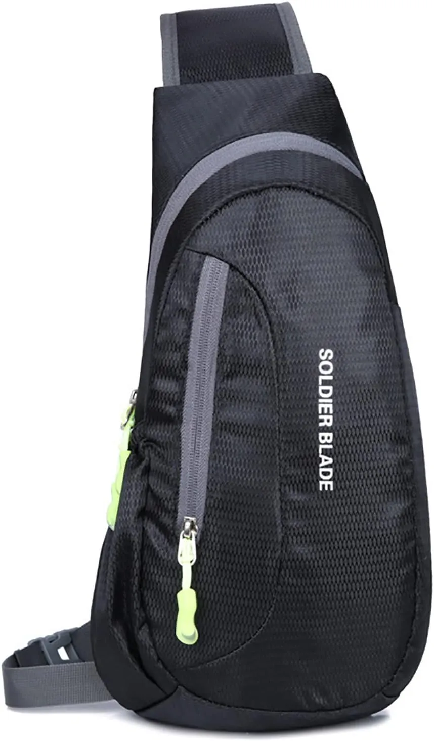 Man Women Outdoor Multifunctional Sling Backpack Fashionable Casual Shoulder Messenger Bag Hiking Chest Bag (Black, A)