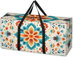 Mandala Graffiti Extra Large Moving Bags Heavy Duty Storage Bags Graffiti Geometry Cloth Wrap Around Handles Double Zipper Reusable Convenient Foldable Storage Tote for Travel Camping Space Save