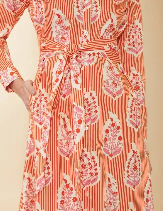 Marianne Shirt Dress Richmond Hill Stripe Floral Motif Red