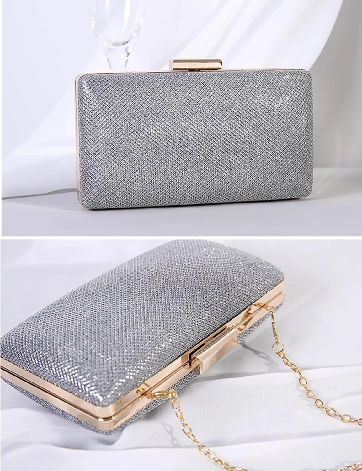 meilun Women's Clutch Evening Bags Sparkly Glitter Party Clutches Wedding Purses with Frosted Cocktail Prom Handbags