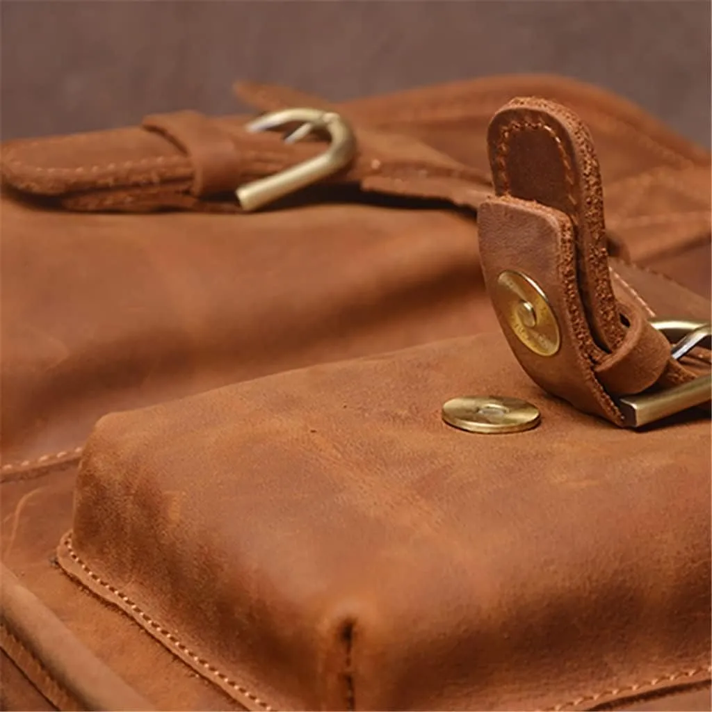 Men Briefcase Man Handbag Shoulder Genuine Leather Bags Brown Business 14 Inch Laptop Bag