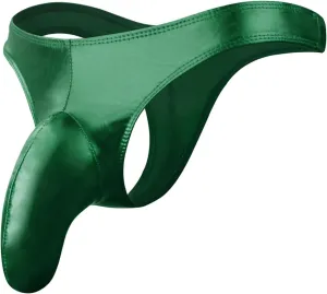 Men's Fashion Sretch G-string PU Lether T Back Micro Thong Sexy Elephant Trunk Buttock Lift Underwear Erotic Briefs
