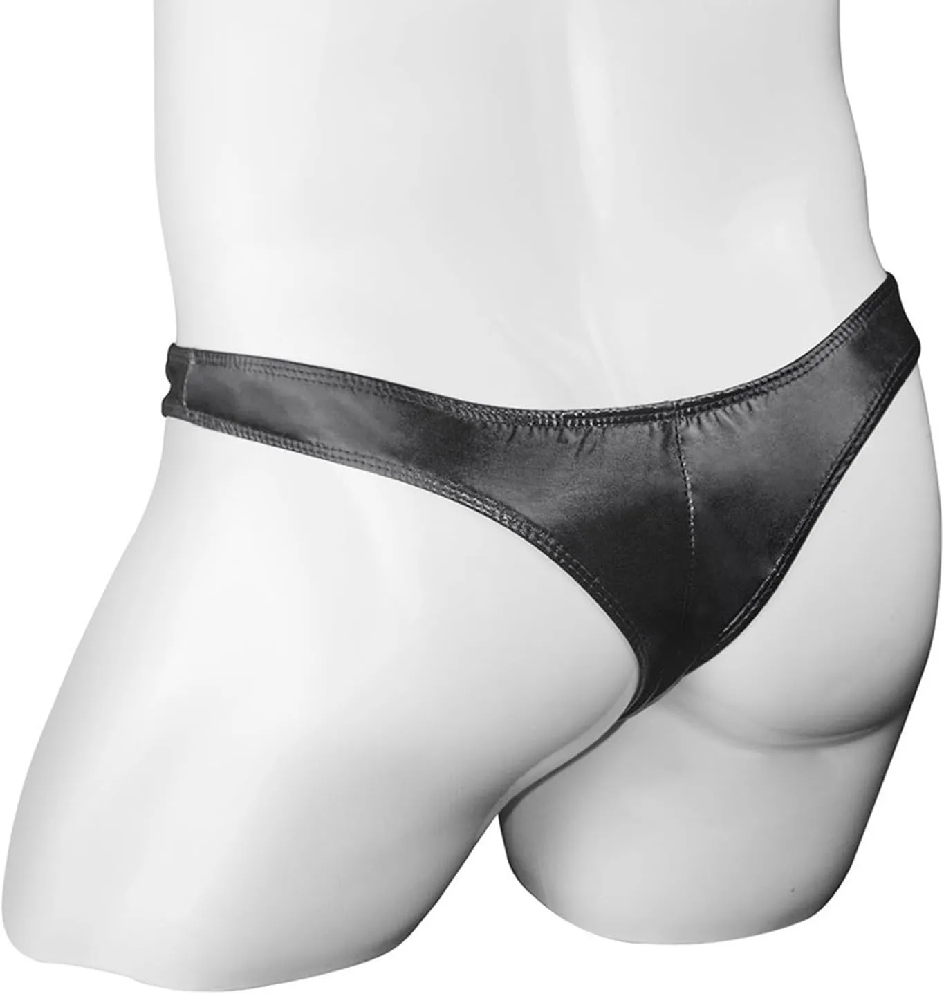 Men's Fashion Sretch G-string PU Lether T Back Micro Thong Sexy Elephant Trunk Buttock Lift Underwear Erotic Briefs
